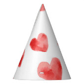 赤い水色のハートパターンバレンタインデー パーティーハット (左)