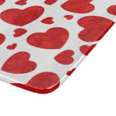 赤い水色のハートパターン カッティングボード (角)