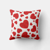 赤い水色のハートパターン クッション (裏面)