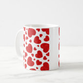 赤い水色のハートパターン コーヒーマグカップ (正面左)