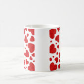 赤い水色のハートパターン コーヒーマグカップ (中央)
