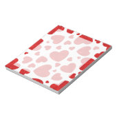 赤い水色のハートパターン ノートパッド (回転)