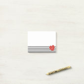 赤い水色のハート(白黒ストライプ) ポストイット (デスク上)