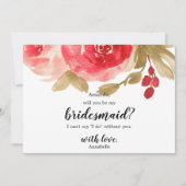 赤い水色のバラ結婚が私の花嫁になる 招待状 (正面)