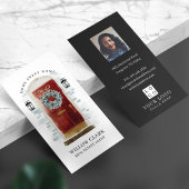 赤い水色のフロントドアリース写真とロゴ 名刺