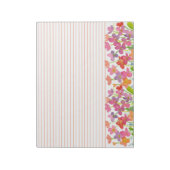 赤い水色のワイルドフラワーオレンジ色の裏地 ノートパッド (回転)