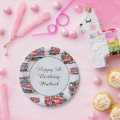 赤い水色の消防車エンジンキッド誕生日パーティー ペーパープレート (パーティー)