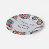 赤い水色の消防車エンジンキッド誕生日パーティー ペーパープレート (アングル)