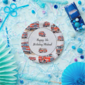 赤い水色の消防車エンジンキッド誕生日パーティー ペーパープレート (パーティー)