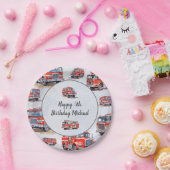 赤い水色の消防車エンジンキッド誕生日パーティー ペーパープレート (パーティー)