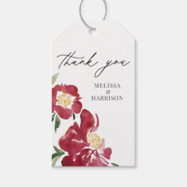 赤い水色の牡丹結婚の感謝 ギフトタグ