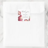 赤い水色の牡丹結婚の感謝 スクエアシール (バッグ)