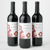 赤い水色の牡丹結婚の感謝 ワインラベル (ボトル)