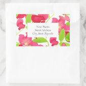 赤い水色の花のラベル 長方形シール (バッグ)