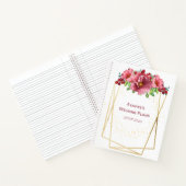 赤い水色の花金ゴールド幾何学模様 ノートブック (内部)