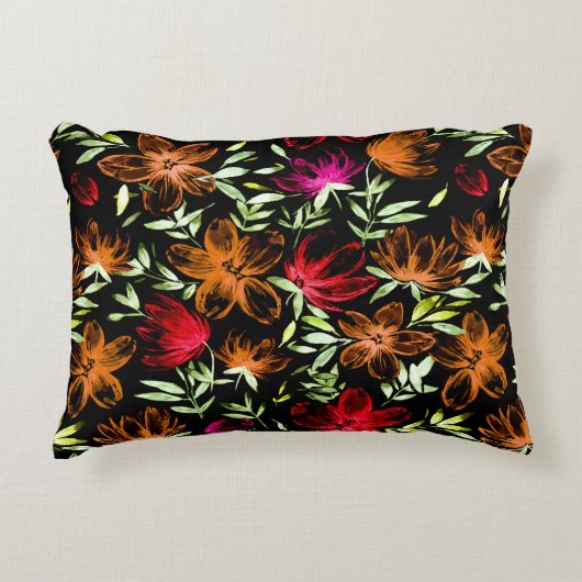 赤い水色の花3 アクセントクッション (正面)