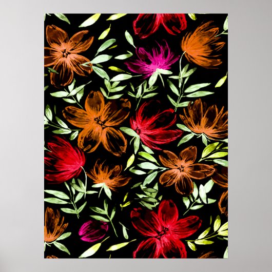 赤い水色の花3 ポスター (正面)