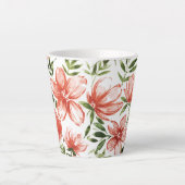 赤い水色の花 カフェラテマグ (正面)