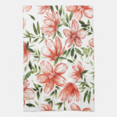 赤い水色の花 キッチンタオル (縦)