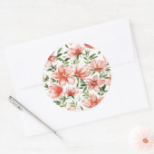 赤い水色の花 ラウンドシール (封筒)