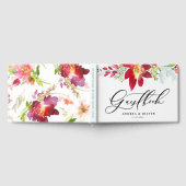 赤い水色の赤いクリスマスフラワー結婚ズ ゲストブック (全面)