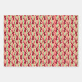 赤い水色の鹿の頭 ラッピングペーパーシート (正面)