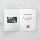 赤い水色クリスマスフラワーフォト シーズンカード (内部)