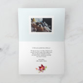 赤い水色クリスマス花模様写真ハッピー シーズンカード (内部)