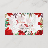 赤い水色チューリップ結婚のレジストリカード エンクロージャーカード (裏面)