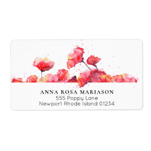 *~*赤い水色ポピーモダンフローラ出荷 ラベル