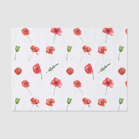赤い水色ポピー花フローラ園 薄葉紙 (正面)