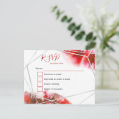 赤い水色/シルバーのジオメトリックラインRSVP ポストカード (スタンド正面)
