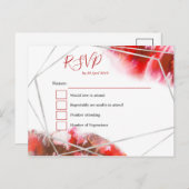 赤い水色/シルバーのジオメトリックラインRSVP ポストカード (正面/裏面)