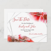 赤い水色/シルバー幾何学模様/日付の保存 ポストカード (正面/裏面)