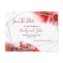 赤い水色/シルバー幾何学模様/日付の保存