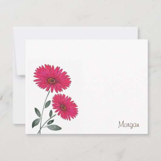 赤い水色、ペンとインクジェーブ ノートカード (正面)