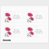 赤い水色、ペンとインクジェーブ 長方形シール (シート)