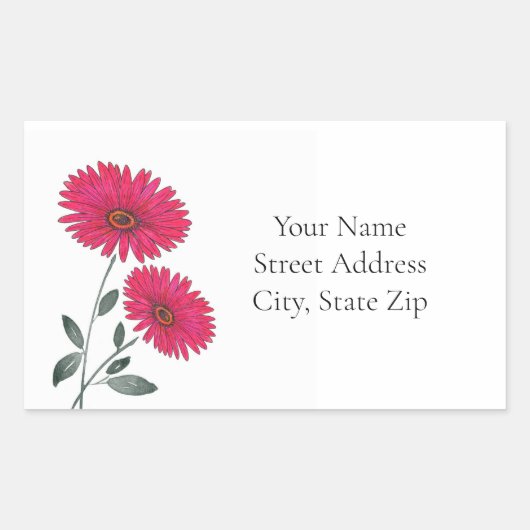 赤い水色、ペンとインクジェーブ 長方形シール (正面)