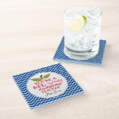 赤い氷色の素晴らし先生リンゴの贈り物 ガラスコースター (アングル)