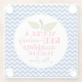 赤い氷色の素晴らし先生リンゴの贈り物 ガラスコースター (裏面)