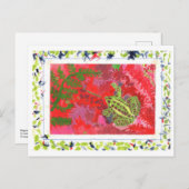 赤い沼地に入ったカエルの色彩の鮮やか枠はがき ポストカード (正面/裏面)