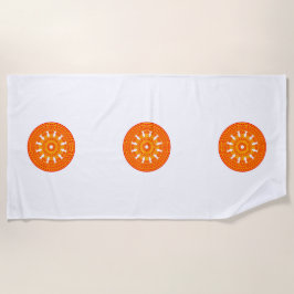 赤い法輪（仏教美術） ビーチタオル