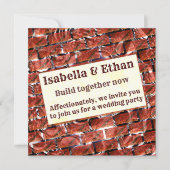 赤い泡が格子やレンガのテクスチャーのように見える？金属のような印象 招待状 (正面)