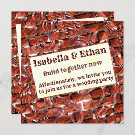 赤い泡が格子やレンガのテクスチャーのように見える？金属のような印象 招待状