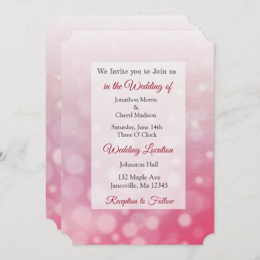 赤い泡をテーマにした結婚式の招待 招待状 (正面/裏面)