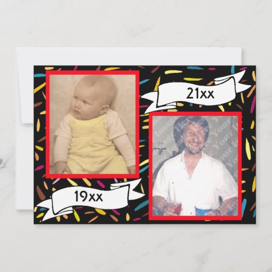 赤い泡手紙第40の誕生祝い 招待状 (正面)