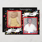 赤い泡手紙第40の誕生祝い 招待状 (正面/裏面)