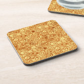 赤い泡(金ゴールド抽象芸術) コースター (左側)