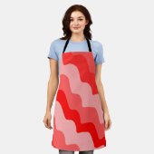 赤い波の海波のグラデーション エプロン (着用した状態)