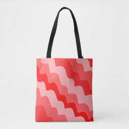 赤い波の海波のグラデーション トートバッグ